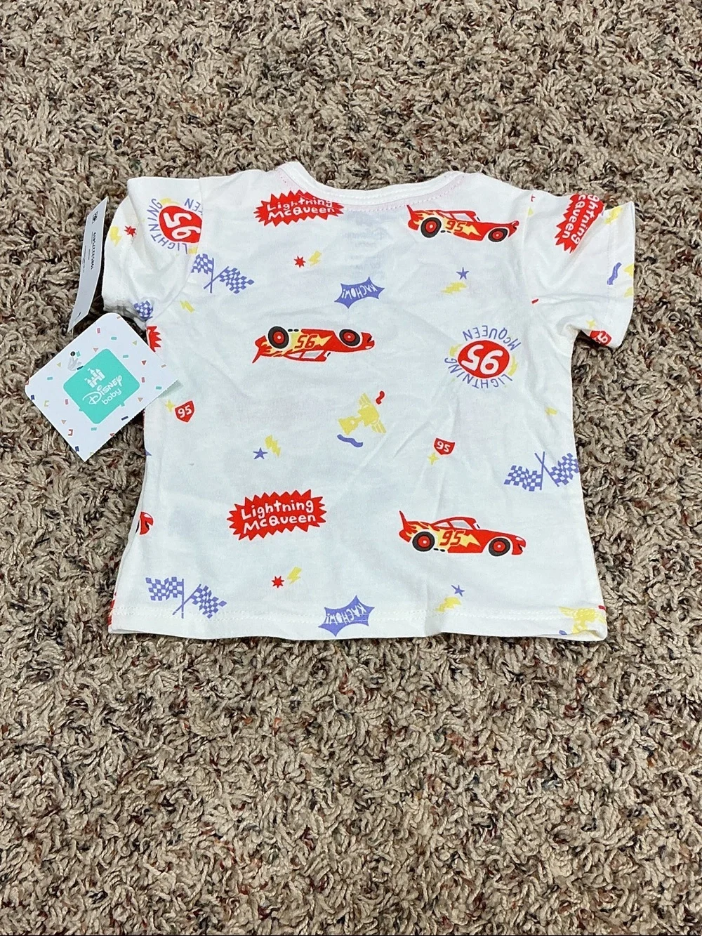 Lightning McQueen 0/3 months 2 pc overalls set NWT